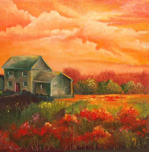 Country Cottage at Dusk